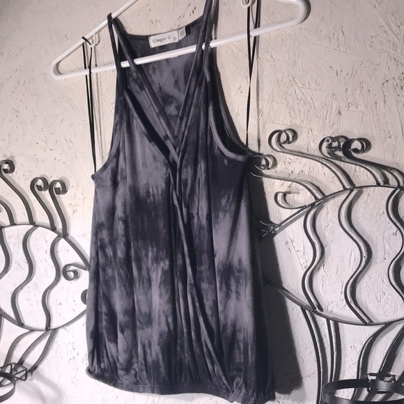 Womens Summer Thin Strap Tank by GINGER G Black & Gray Tye Dye Size Small - Picture 3 of 8